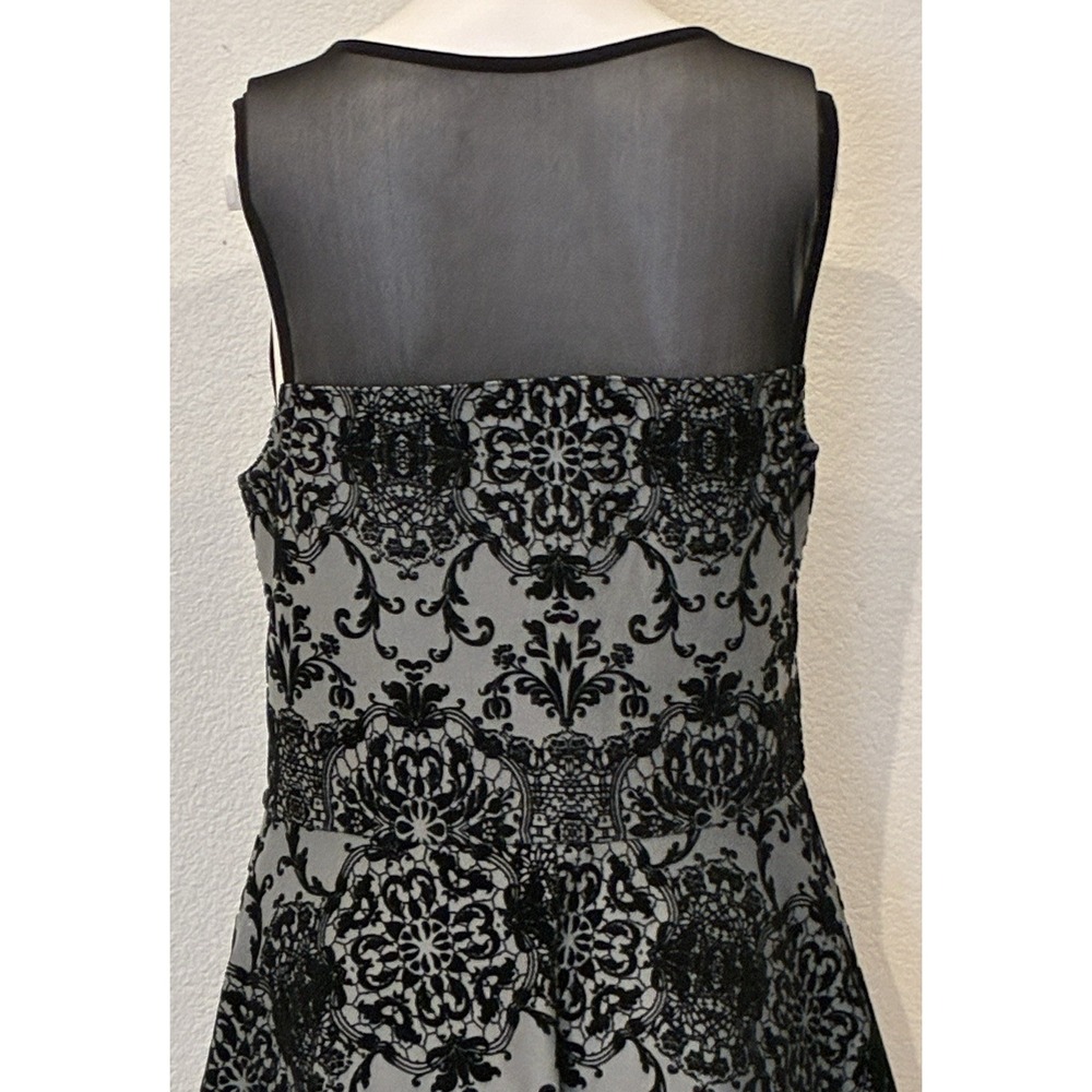 Trixxi Sleeveless Fit & Flare Velvet‎ Burnout Dress Sz L Gray Witchy Goth Fairy - Picture 6 of 12